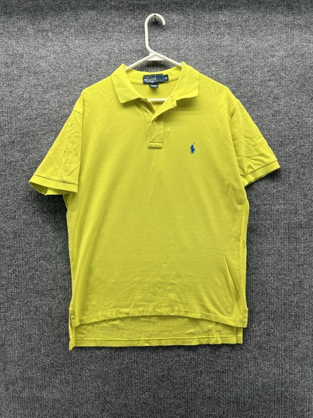 Polo Ralph Lauren Polo Shirt Men Medium Yellow Knit Logo Casual Short Sleeve